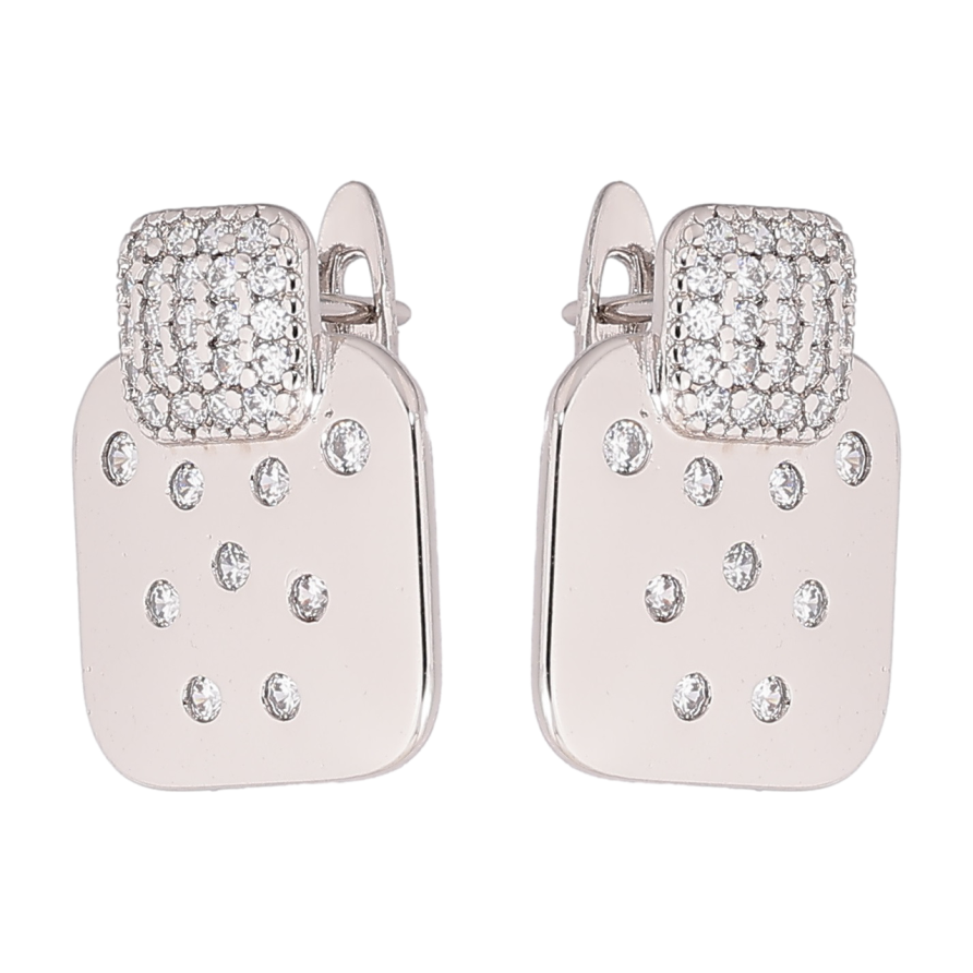 Серьги Xuping Родий английский замок Узор с кристаллами фото №1