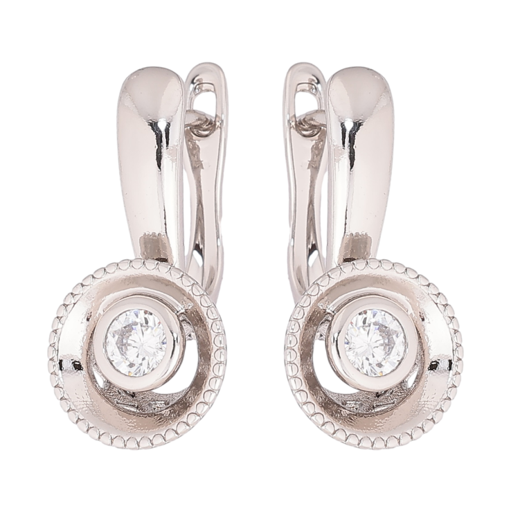 Серьги Xuping Родий английский замок Узор с кристаллами фото №6