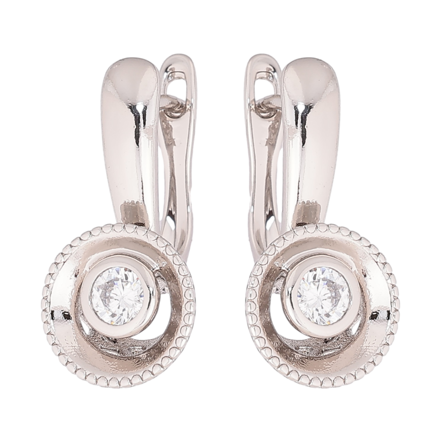 Серьги Xuping Родий английский замок Узор с кристаллами фото №1 Серьги Xuping Родий английский замок Узор с кристаллами фото №1