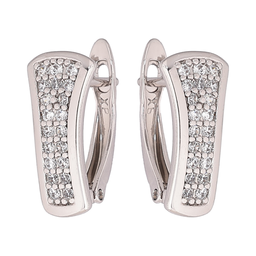 Серьги Xuping Родий английский замок Узор с инкрустацией кристаллами фото №1 Серьги Xuping Родий английский замок Узор с инкрустацией кристаллами фото №1