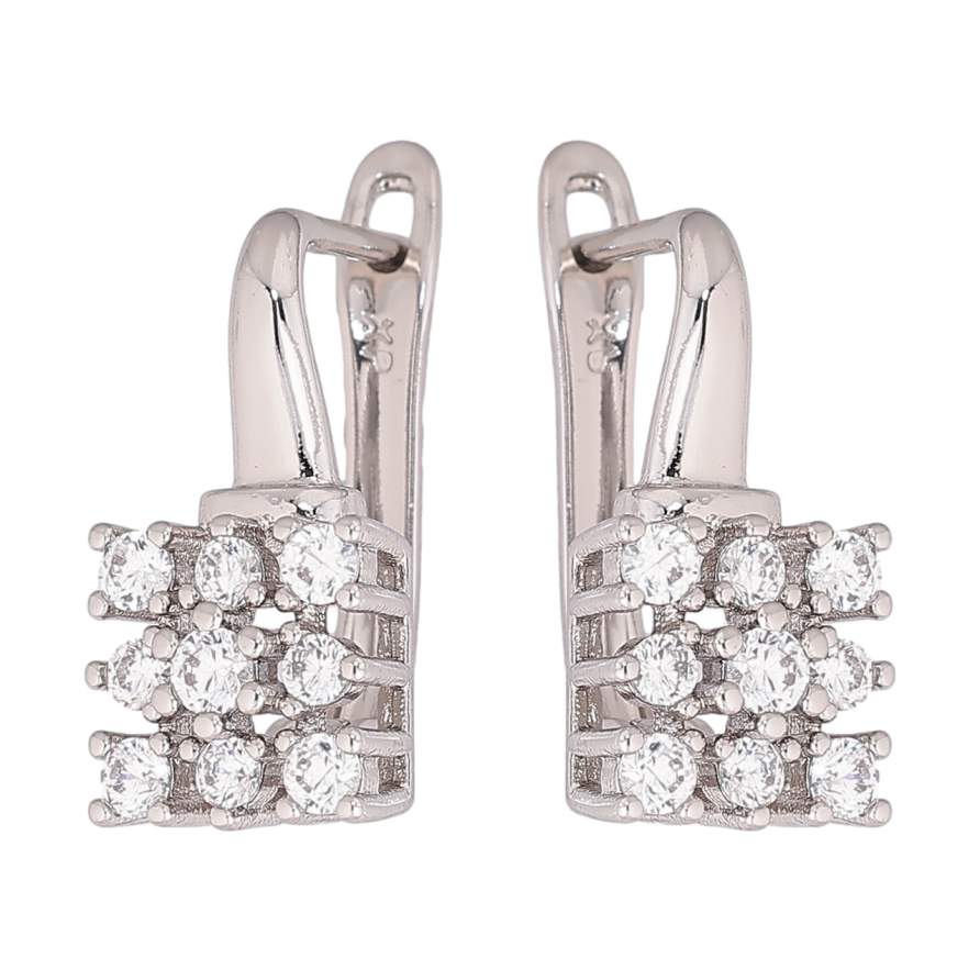 Серьги Xuping Родий английский замок Инкрустация кристаллами фото №1 Серьги Xuping Родий английский замок Инкрустация кристаллами фото №1