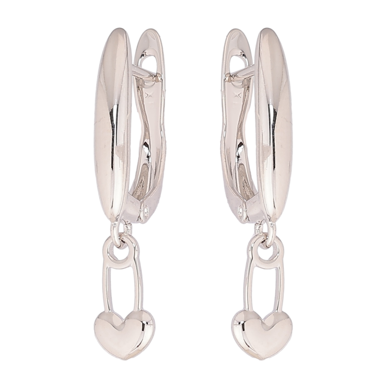 Серьги Xuping Родий английский замок Булавки-сердечки фото №1 Серьги Xuping Родий английский замок Булавки-сердечки фото №1