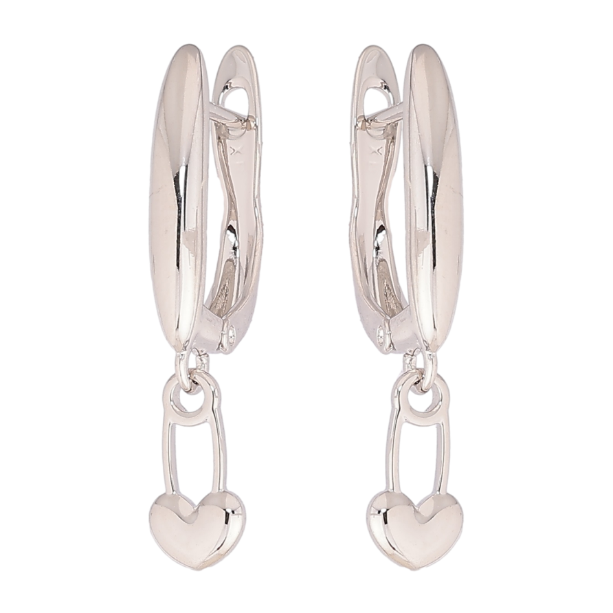 Сережки Xuping Родій англійський замок Булавки-серця фото №1 Сережки Xuping Родій англійський замок Булавки-серця фото №1