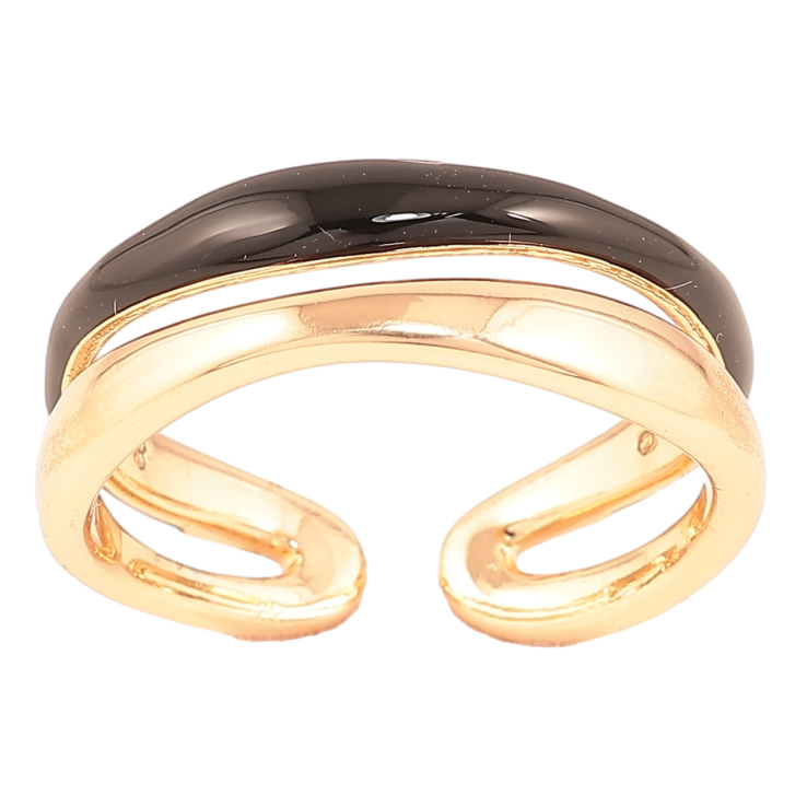 Каблучка Xuping Позолота 18K «Подвійна шинка з чорною емаллю» фото №22