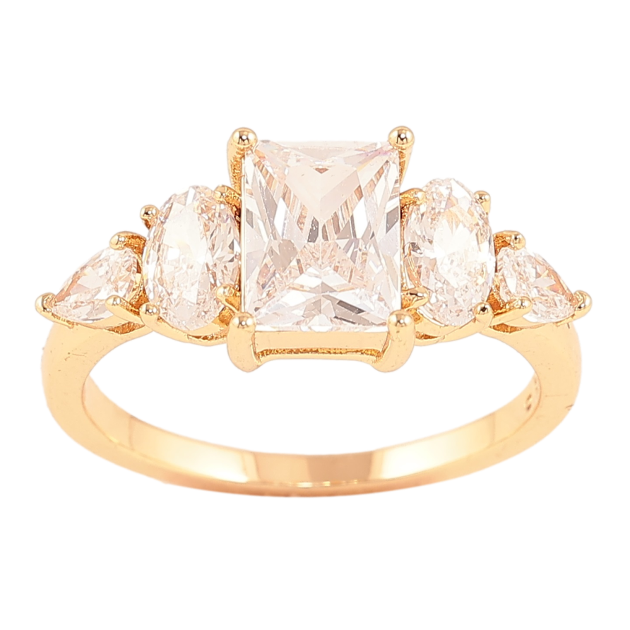 Каблучка Xuping Позолота 18K «Блиск кристалів» фото №1 Каблучка Xuping Позолота 18K «Блиск кристалів» фото №1