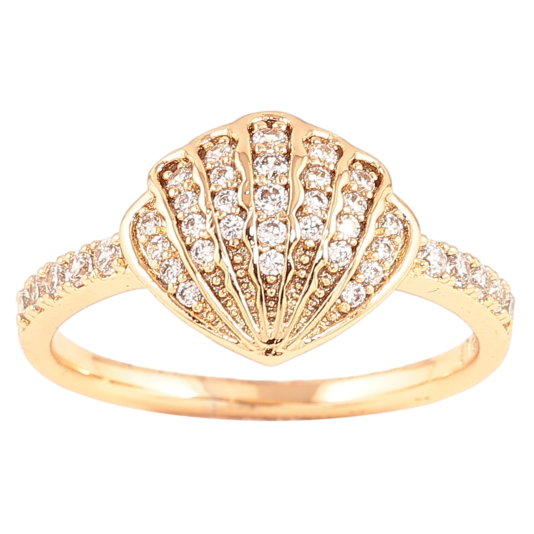 Кольцо Xuping Позолота 18K Ракушка с инкрустацией кристаллами фото №1