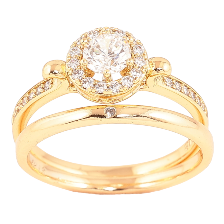 Каблучка Xuping Позолота 18K «Подвійне з інкрустацією кристалами» фото №1