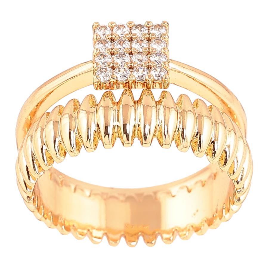 Кольцо Xuping Позолота 18K Двойное с кристаллами фото №1