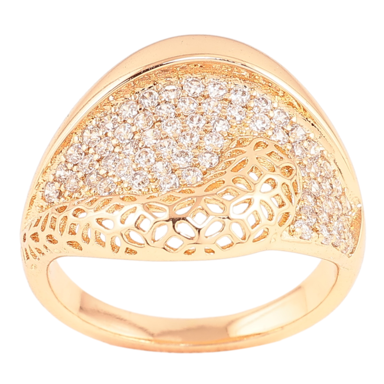 Кольцо Xuping Позолота 18K Резной узор с инкрустацией кристаллами фото №1