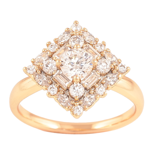 Кольцо Xuping Позолота 18K Ромб с инкрустацией кристаллами фото №1