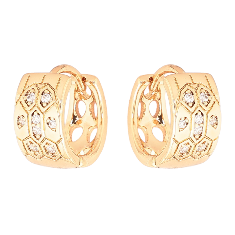 Сережки Xuping Позолота 18K колечка «Візерунок з кристалами» фото №1