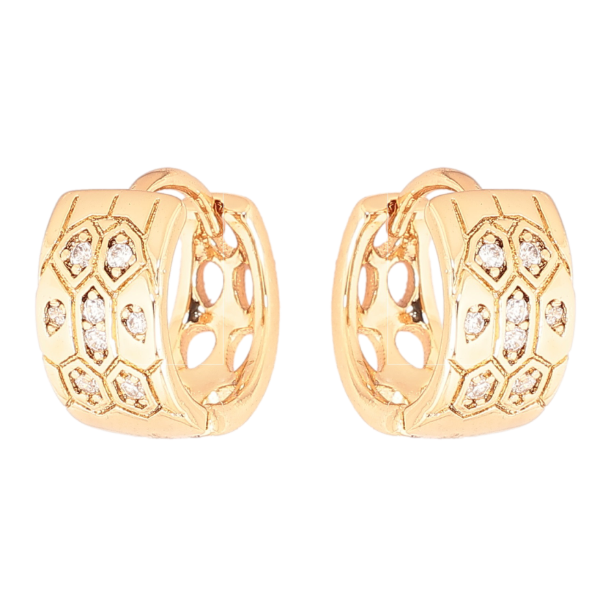 Сережки Xuping Позолота 18K колечка «Візерунок з кристалами» фото №1