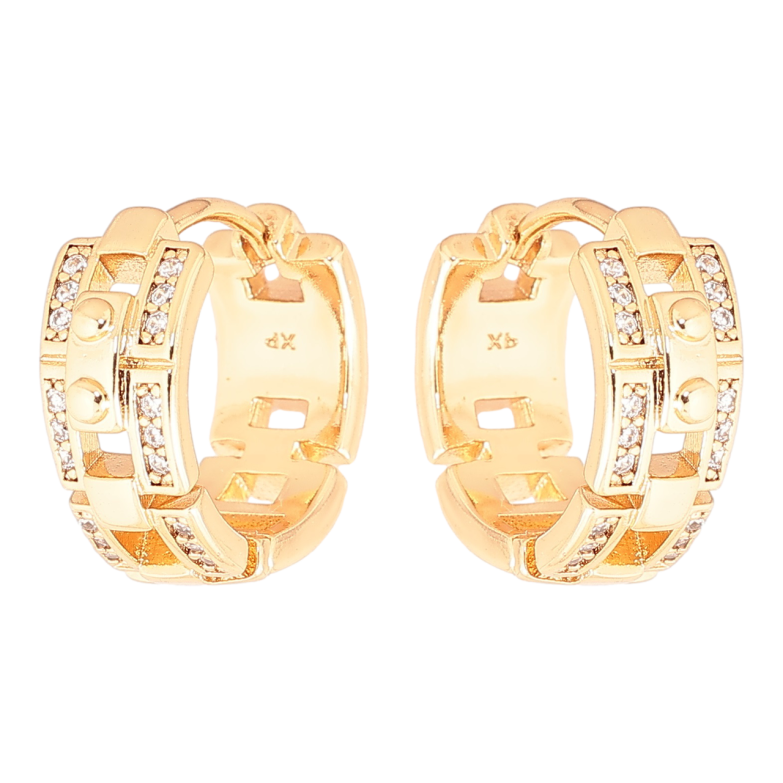 Сережки Xuping Позолота 18K колечка «Візерунок з кристалами» фото №1