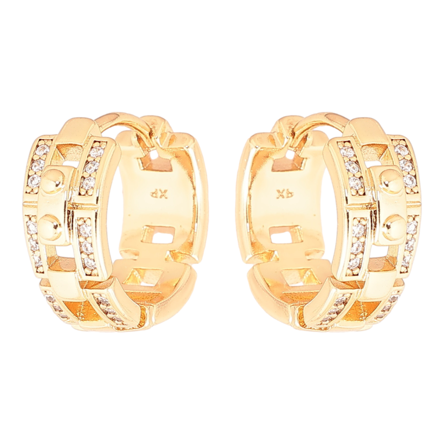 Сережки Xuping Позолота 18K колечка «Візерунок з кристалами» фото №1