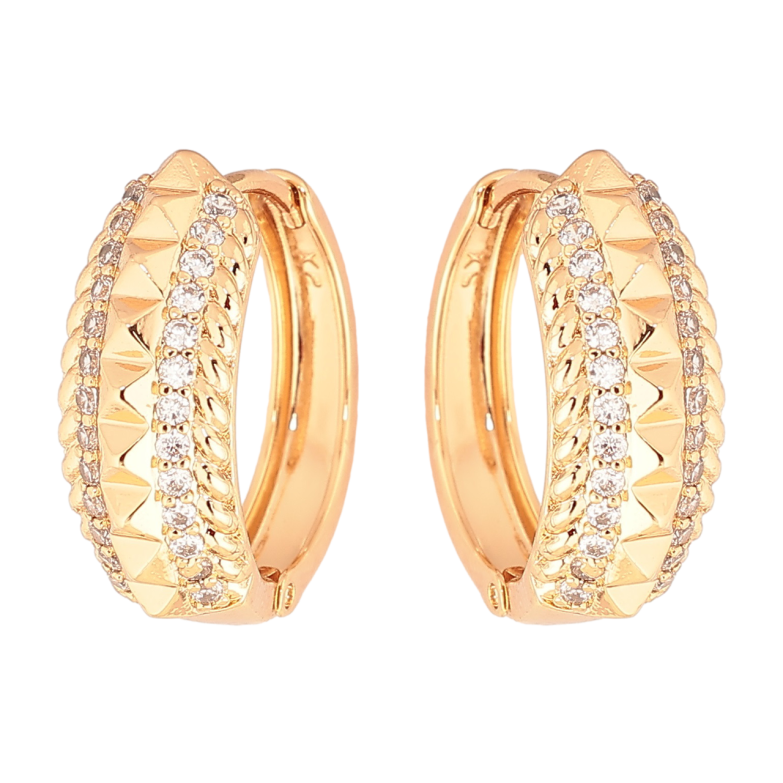 Сережки Xuping Позолота 18K колечка «Декоративний візерунок з доріжками кристалів» фото №1