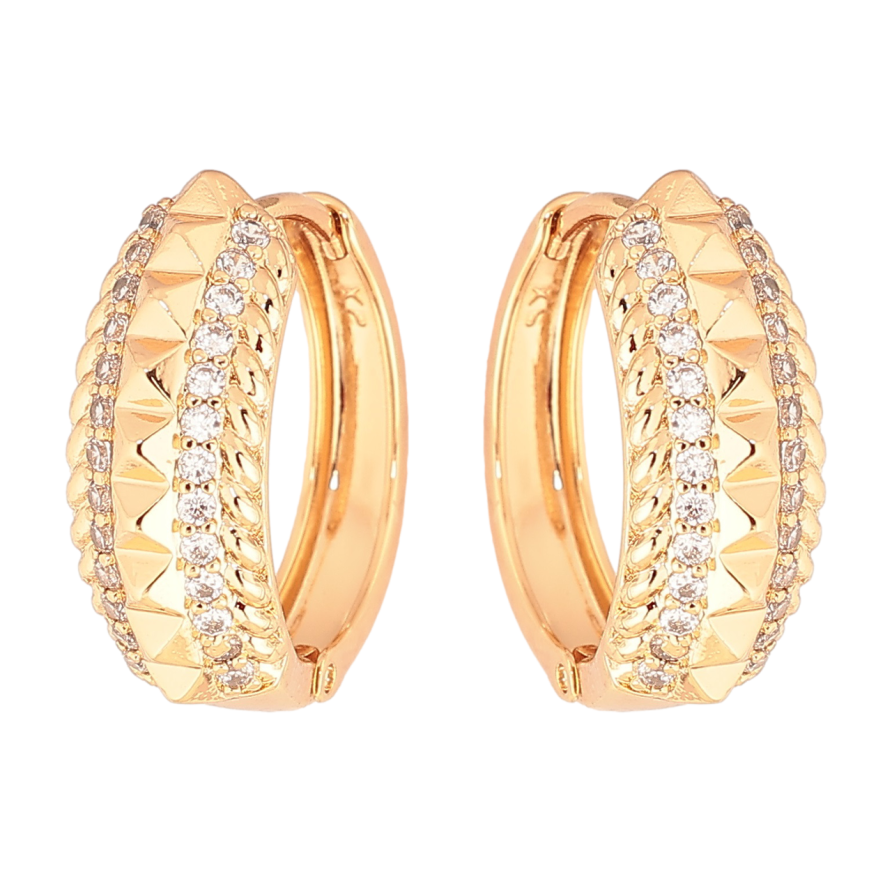 Сережки Xuping Позолота 18K колечка «Декоративний візерунок з доріжками кристалів» фото №1