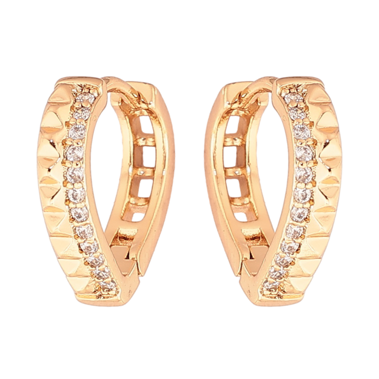 Сережки Xuping Позолота 18K колечка «Декоративний візерунок з доріжками кристалів» фото №10