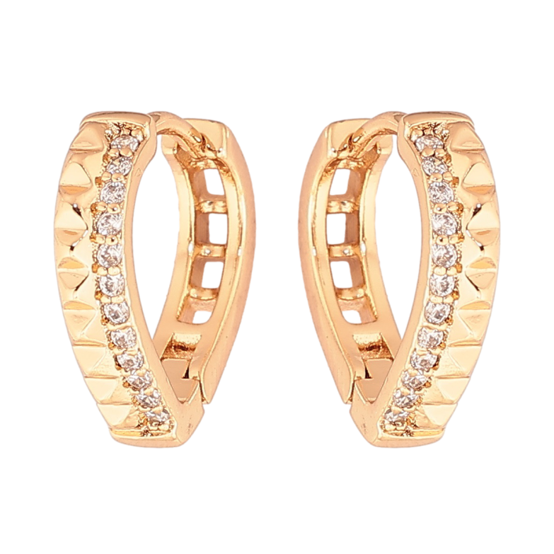 Серьги Xuping Позолота 18K колечки Декоративный узор с дорожками кристаллов фото №1 Серьги Xuping Позолота 18K колечки Декоративный узор с дорожками кристаллов фото №1
