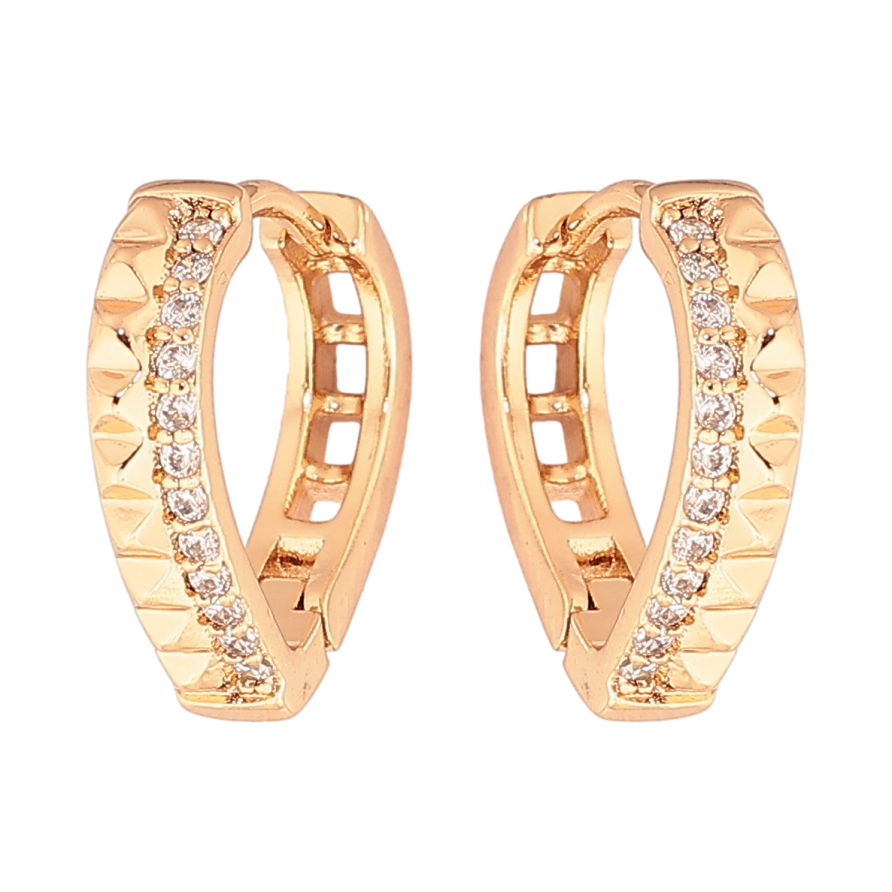 Сережки Xuping Позолота 18K колечка «Декоративний візерунок з доріжками кристалів» фото №1