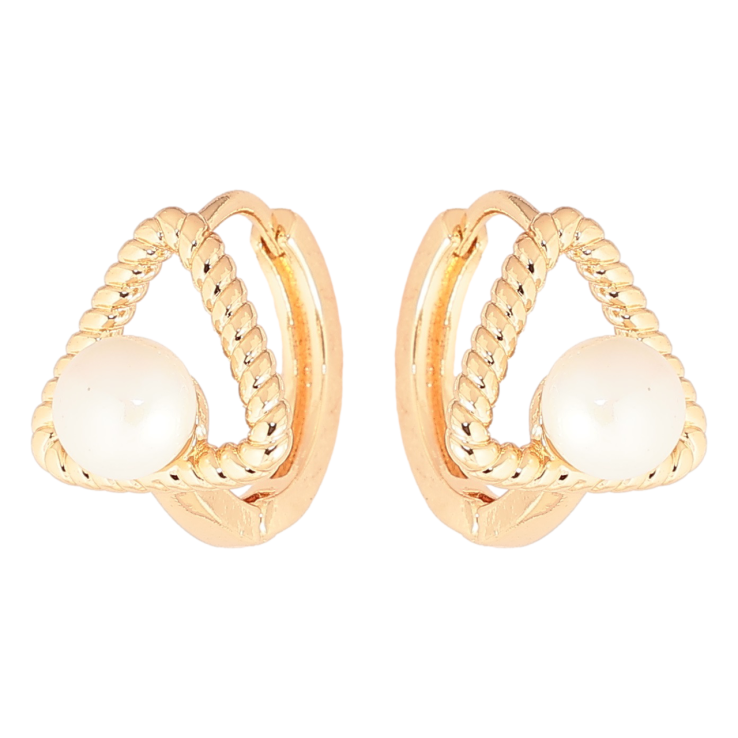 Сережки Xuping Позолота 18K колечка «Трикутники з перлинами» фото №10