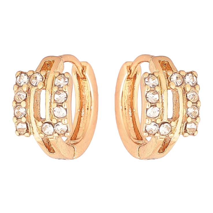 Сережки Xuping Позолота 18K колечка «Квадрати з кристалами» фото №12