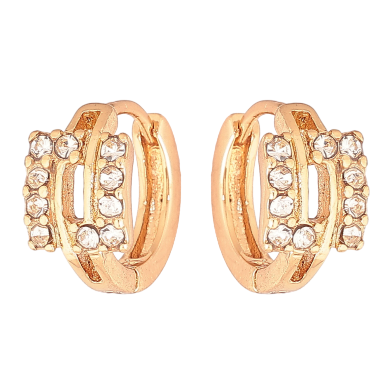 Серьги Xuping Позолота 18K колечки Квадраты с кристаллами фото №1