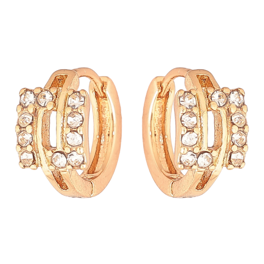 Сережки Xuping Позолота 18K колечка «Квадрати з кристалами» фото №1