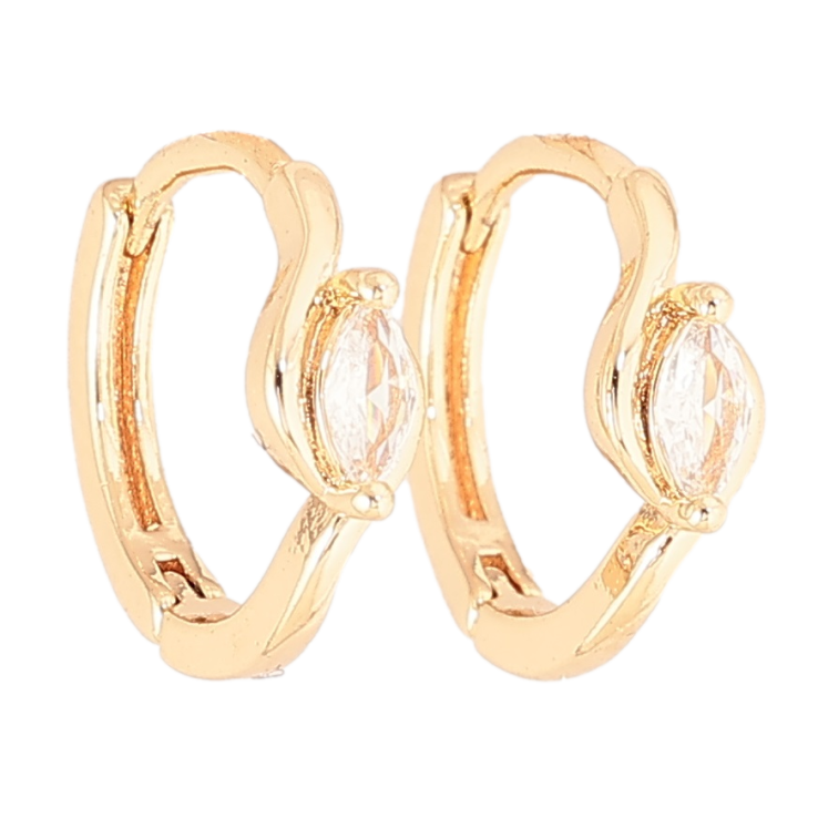 Сережки Xuping Позолота 18K колечка «Вставка кристал» візерунок на один бік фото №19