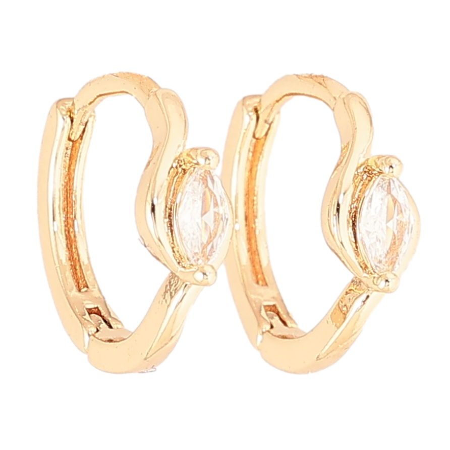 Сережки Xuping Позолота 18K колечка «Вставка кристал» візерунок на один бік фото №1