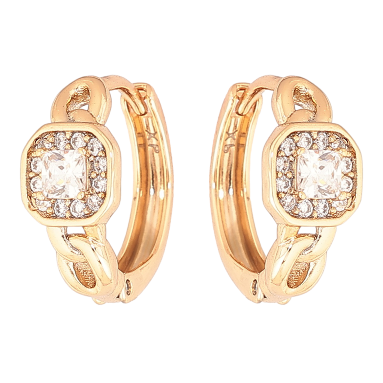 Сережки Xuping Позолота 18K колечка «Візерунок з кристалами» фото №1