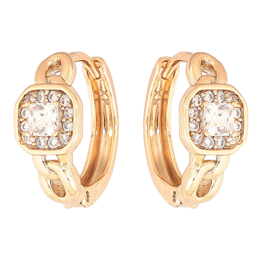 Сережки Xuping Позолота 18K колечка «Візерунок з кристалами» фото №1