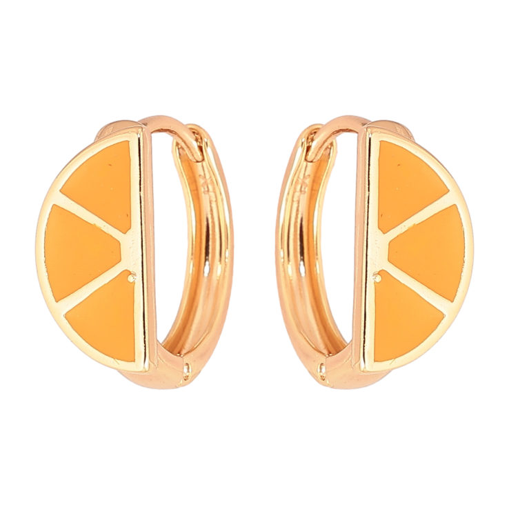 Сережки Xuping Позолота 18K колечка «Візерунок з жовтою емаллю» фото №15