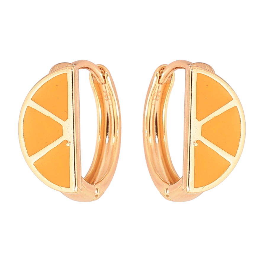 Сережки Xuping Позолота 18K колечка «Візерунок з жовтою емаллю» фото №1