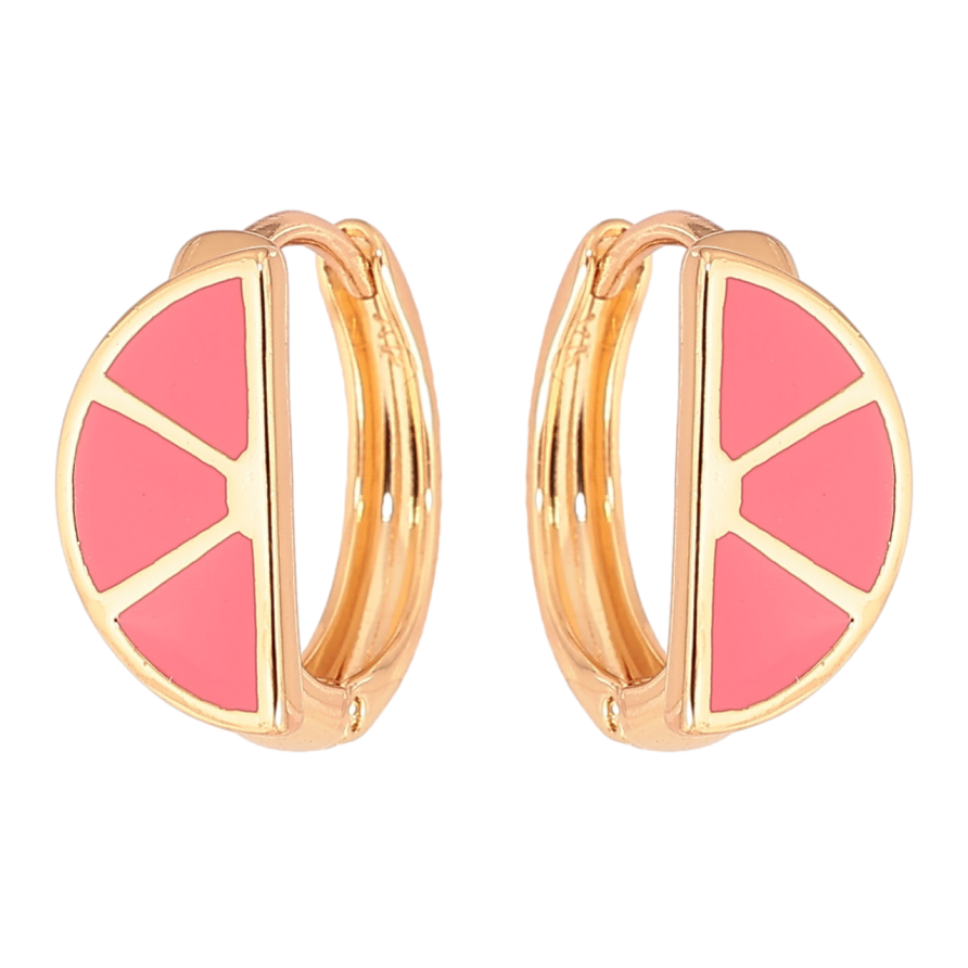 Сережки Xuping Позолота 18K колечка «Візерунок з рожевою емаллю» фото №1