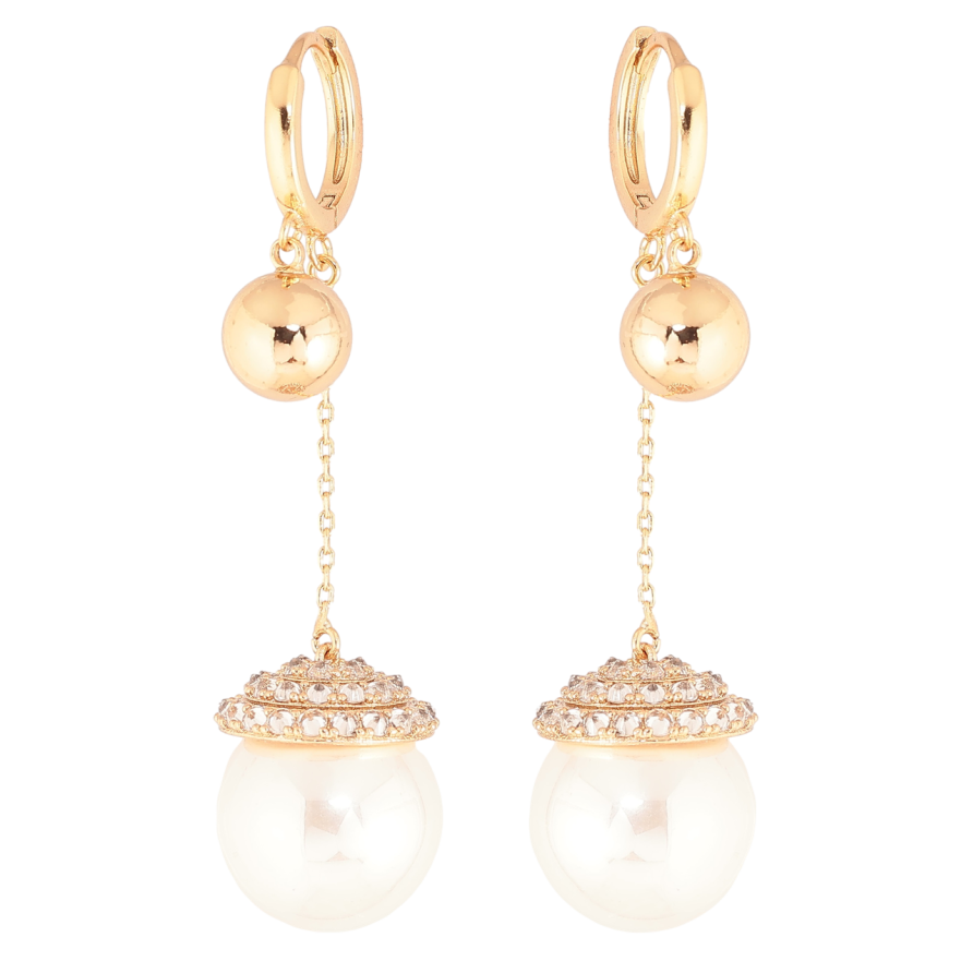 Серьги Xuping Позолота 18K подвески на колечках Жемчужные подвески фото №1 Серьги Xuping Позолота 18K подвески на колечках Жемчужные подвески фото №1