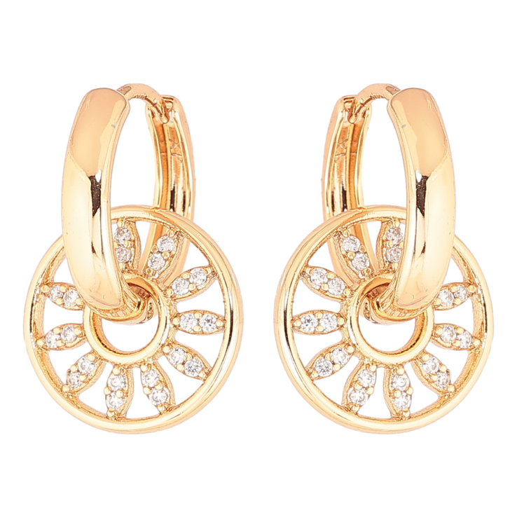 Серьги Xuping Позолота 18K подвески на колечках Кристальные колечки 2 в 1 фото №18