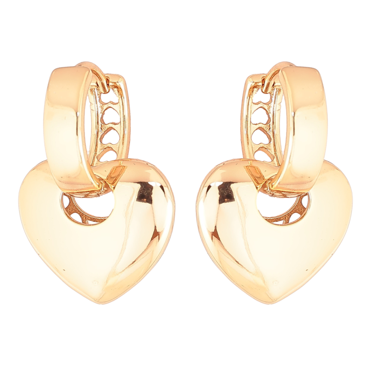 Серьги Xuping Позолота 18K подвески на колечках Сердечки 2 в 1 фото №3