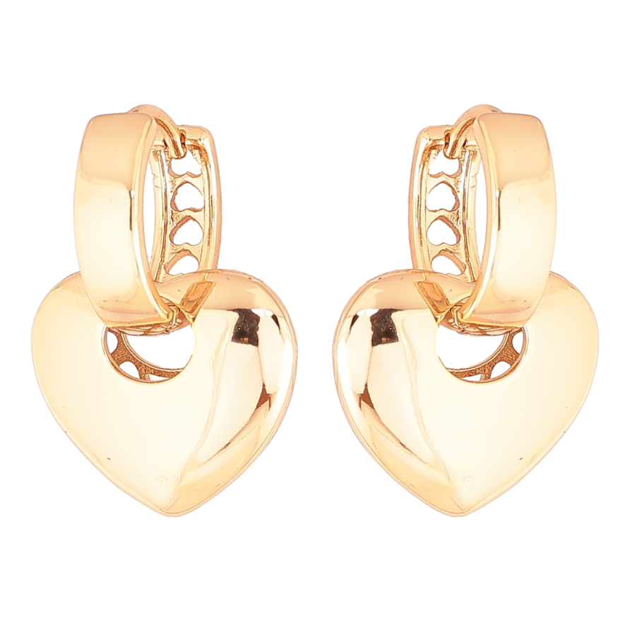 Серьги Xuping Позолота 18K подвески на колечках Сердечки 2 в 1 фото №1