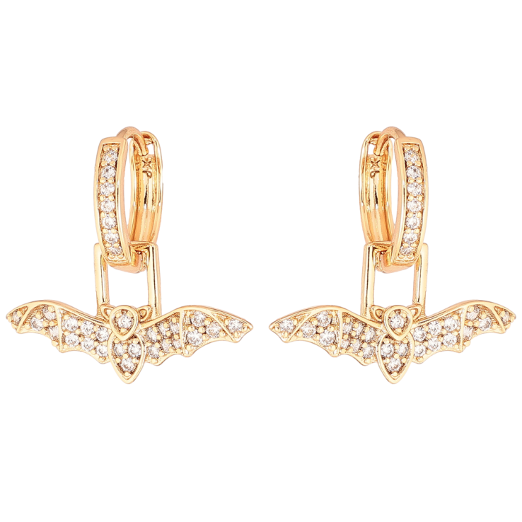 Серьги Xuping Позолота 18K подвески на колечках Летучие мыши 2 в 1 фото №4
