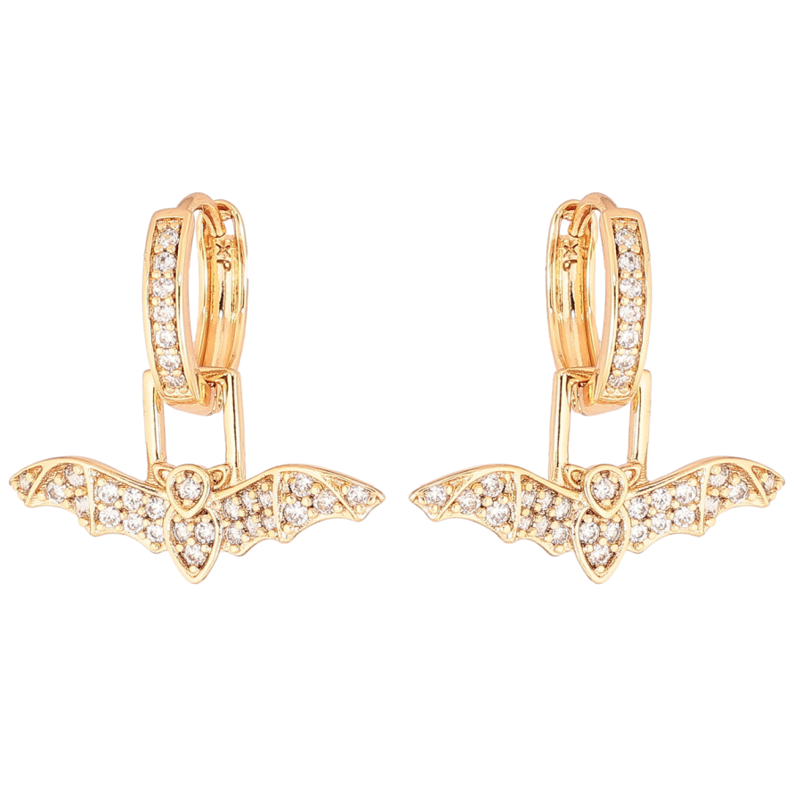Серьги Xuping Позолота 18K подвески на колечках Летучие мыши 2 в 1 фото №1