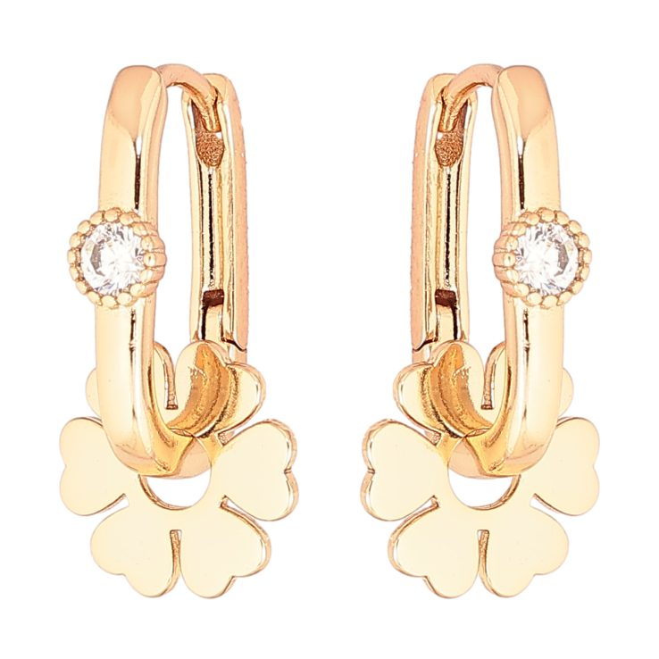 Серьги Xuping Позолота 18K подвески на колечках Цветочки 2 в 1 фото №5