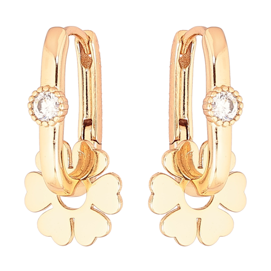 Серьги Xuping Позолота 18K подвески на колечках Цветочки 2 в 1 фото №1