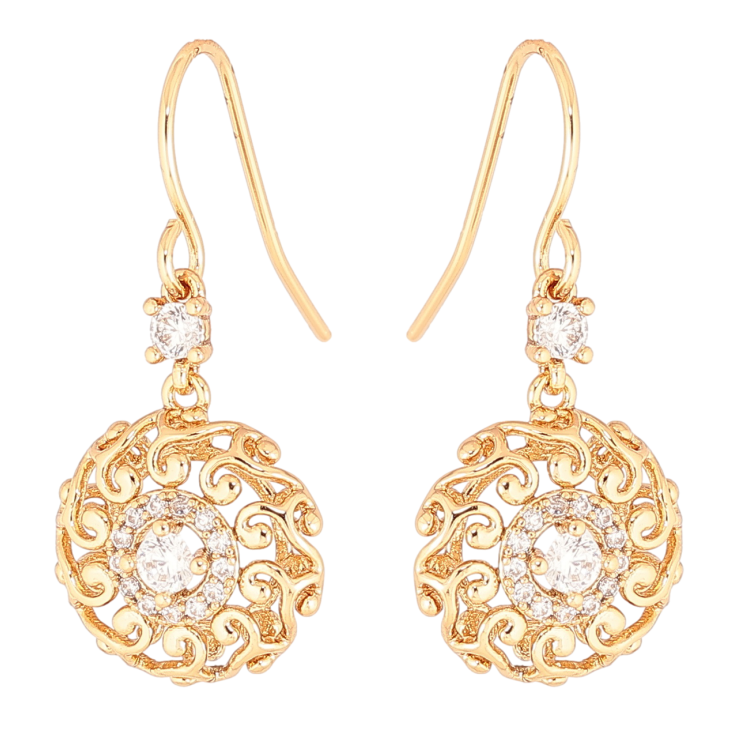 Серьги Xuping Позолота 18K французский замок Ажурные подвески с кристаллами фото №6