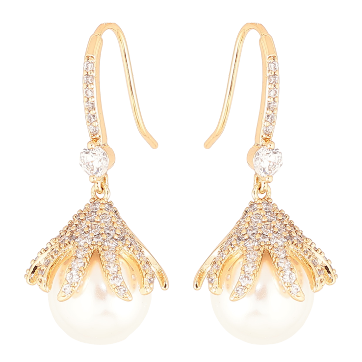 Серьги Xuping Позолота 18K французский замок Жемчужные подвески фото №9