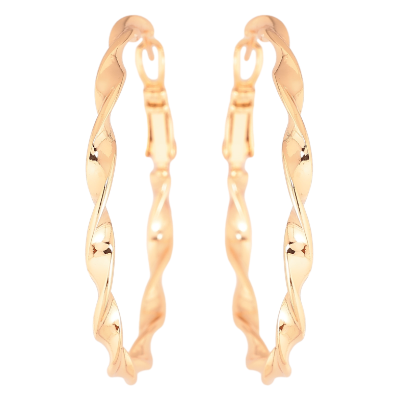 Сережки Xuping Позолота 18K кільця (конго) «Декоративний візерунок» ø 4см фото №1