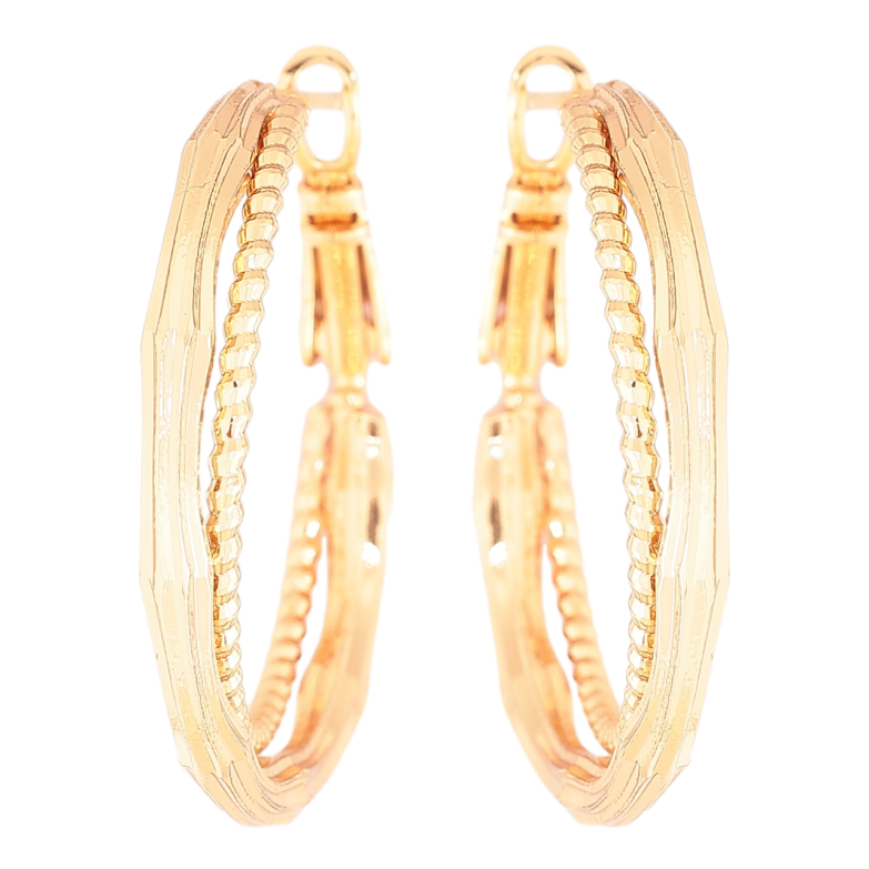 Серьги Xuping Позолота 18K кольца (конго) Декоративный узор ø 3см фото №1 Серьги Xuping Позолота 18K кольца (конго) Декоративный узор ø 3см фото №1