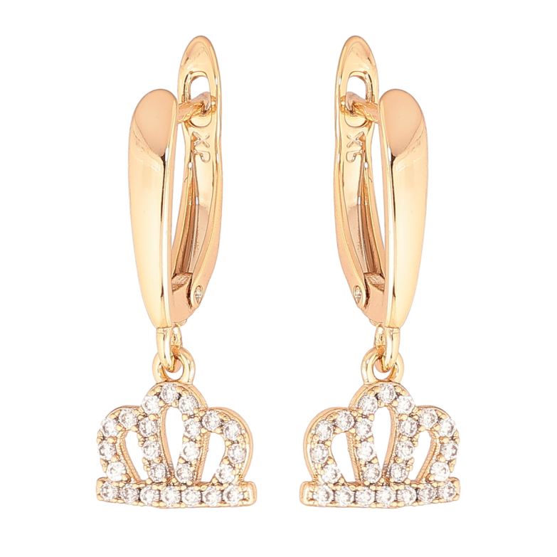 Серьги Xuping Позолота 18K английский замок Корона с инкрустацией кристаллами фото №1