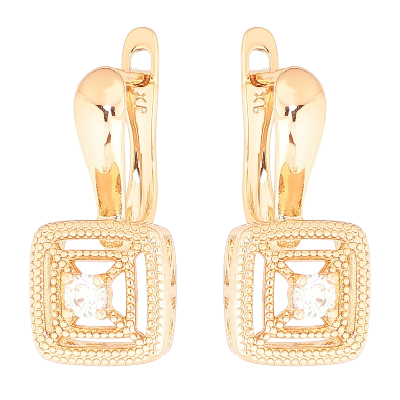Сережки Xuping Позолота 18K англійський замок «Візерунок з кристалами» фото №1 Сережки Xuping Позолота 18K англійський замок «Візерунок з кристалами» фото №1