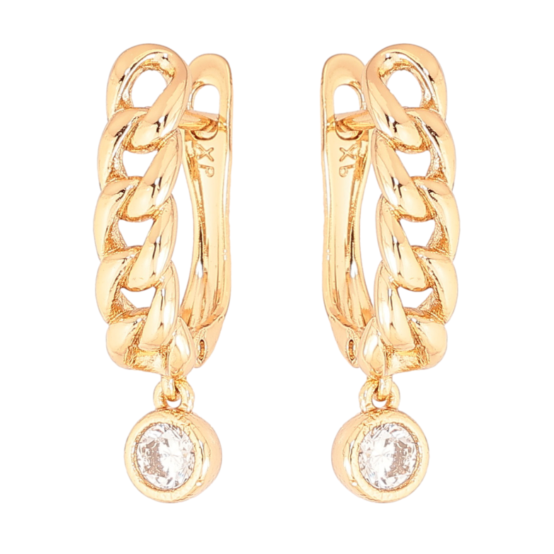 Сережки Xuping Позолота 18K англійський замок «Візерунок ланцюжок з кришталевою підвіскою» фото №1 Сережки Xuping Позолота 18K англійський замок «Візерунок ланцюжок з кришталевою підвіскою» фото №1