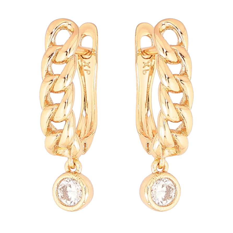 Сережки Xuping Позолота 18K англійський замок «Візерунок ланцюжок з кришталевою підвіскою» фото №1 Сережки Xuping Позолота 18K англійський замок «Візерунок ланцюжок з кришталевою підвіскою» фото №1